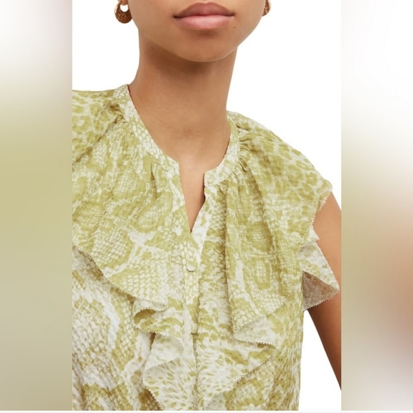 All Saints NWTs Ali Noche Snake Print Ruffled Dress - Picture 5 of 8